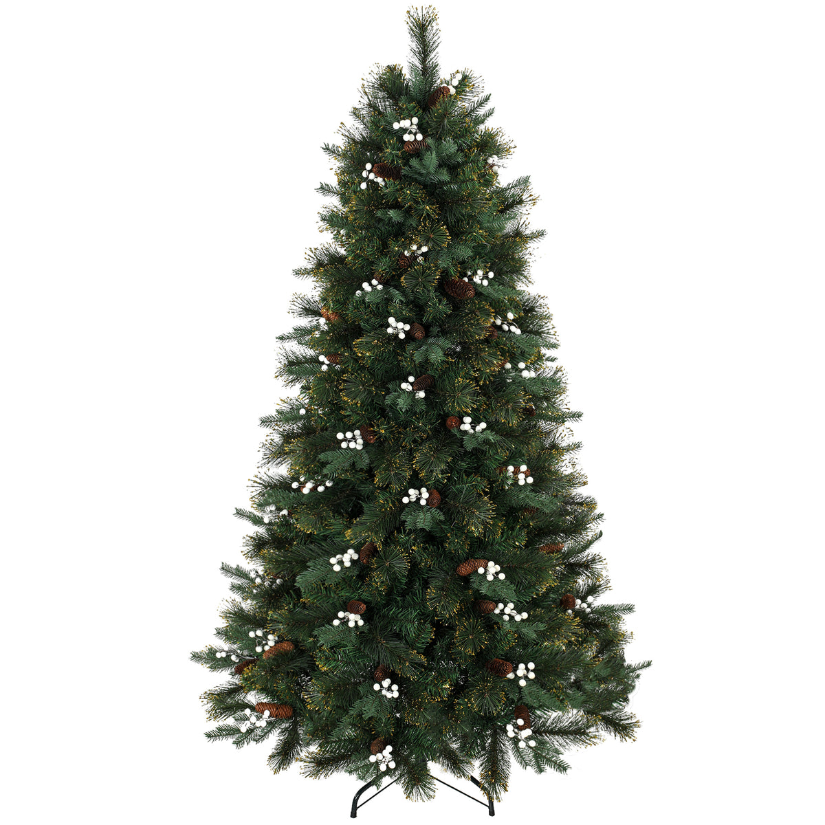 Photo of HOMCOM 6ft Artificial Christmas Tree, Fir Hinged Xmas Tree with 716 Branch Tips, Foldable Metal Stand, Easy Assembly, Green in Green colour on a white background