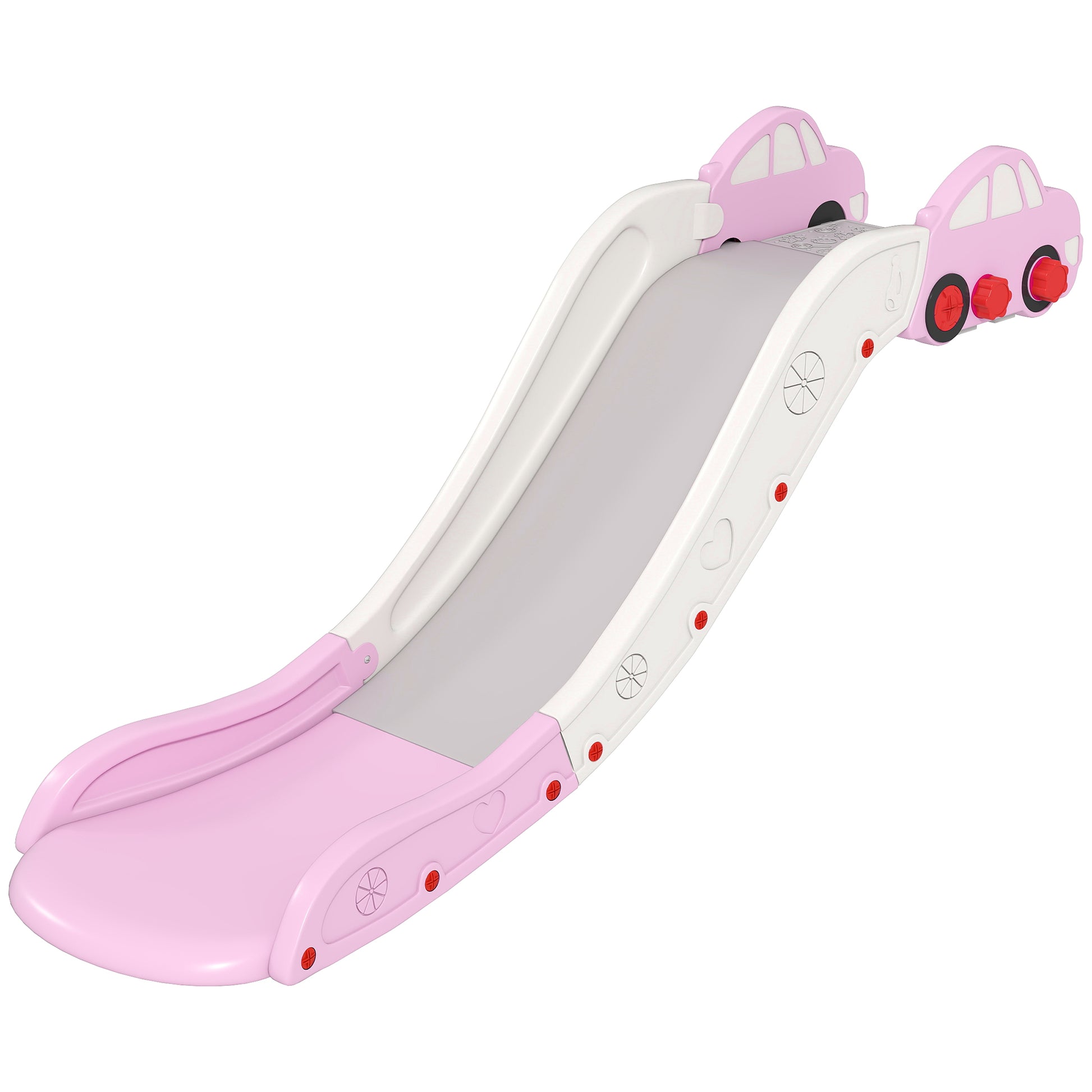 Photo of AIYAPLAY Kids Slide for Bed, Sofa, with Extended Length, Easy to assemble and Store, Pink in Pink colour on a white background