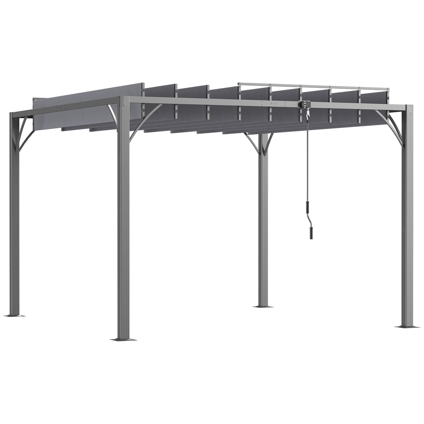 Photo of Outsunny 3 x 3(m) Outdoor Pergola with Retractable Roof, Aluminium Louvered Patio Gazebo Canopy for Garden, Patio, Grey in Grey colour on a white background