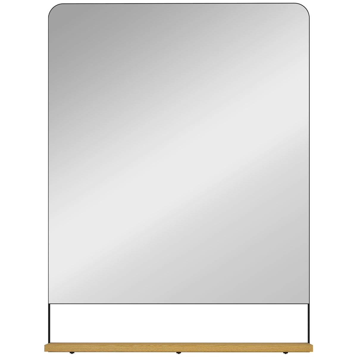 Photo of HOMCOM Wall Mirror with Wood Shelf - Black in Black colour on a white background