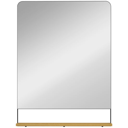 Photo of HOMCOM Wall Mirror with Wood Shelf - Black in Black colour on a white background