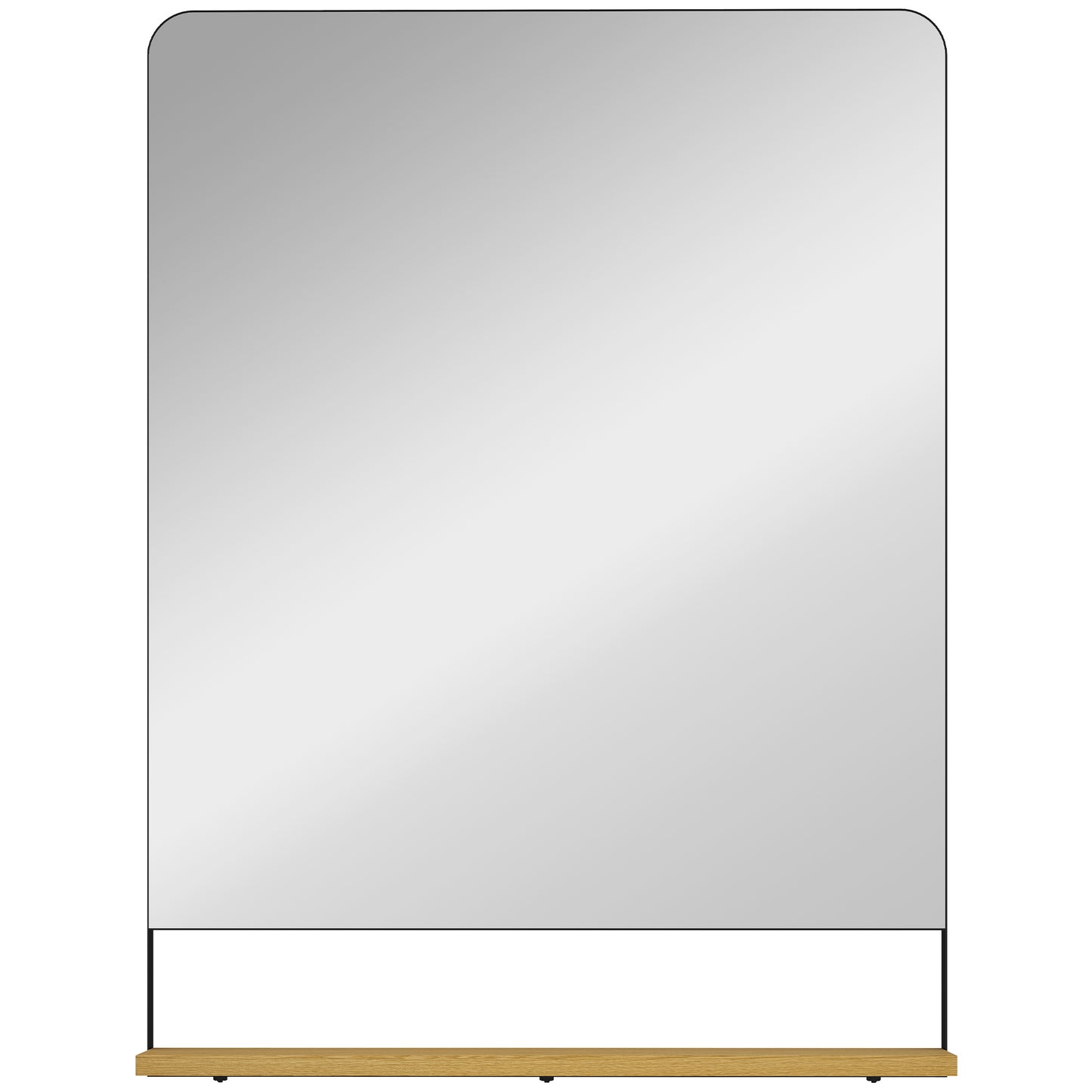 Photo of HOMCOM Wall Mirror with Wood Shelf - Black in Black colour on a white background