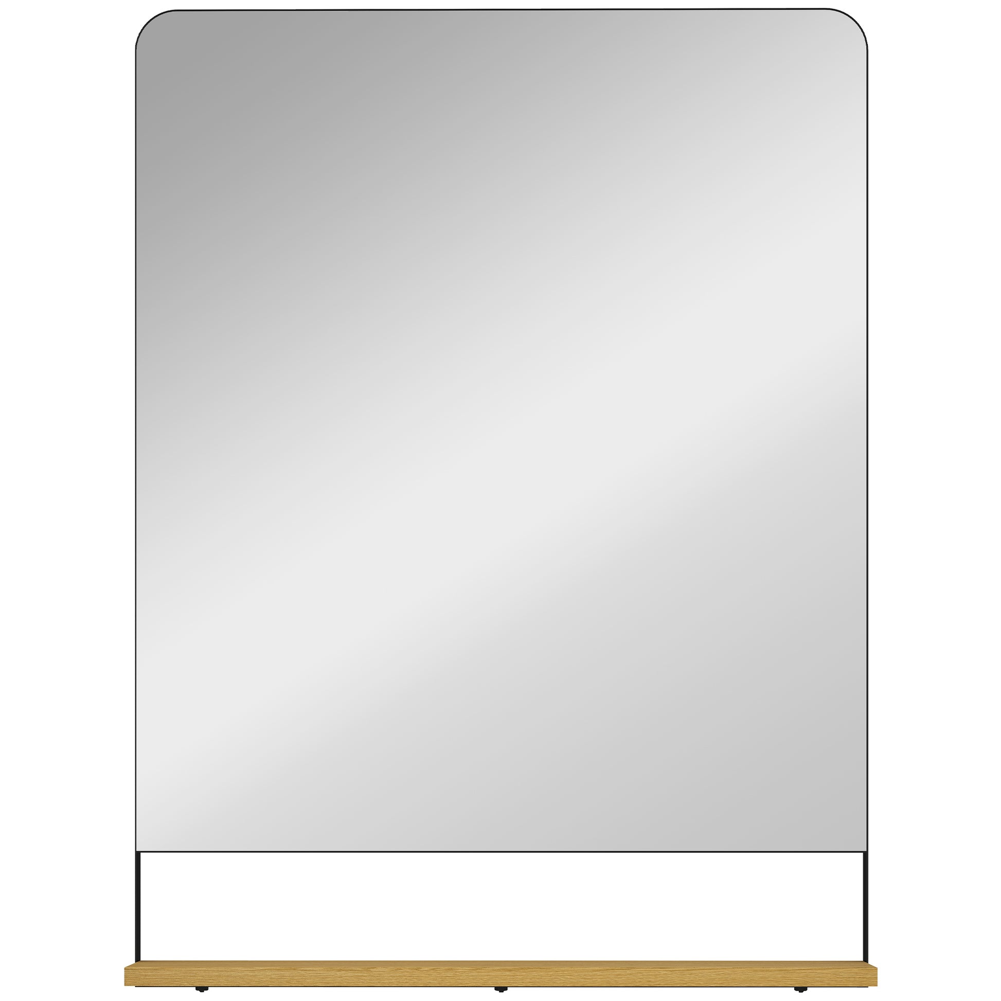 Photo of HOMCOM Wall Mirror with Wood Shelf - Black in Black colour on a white background