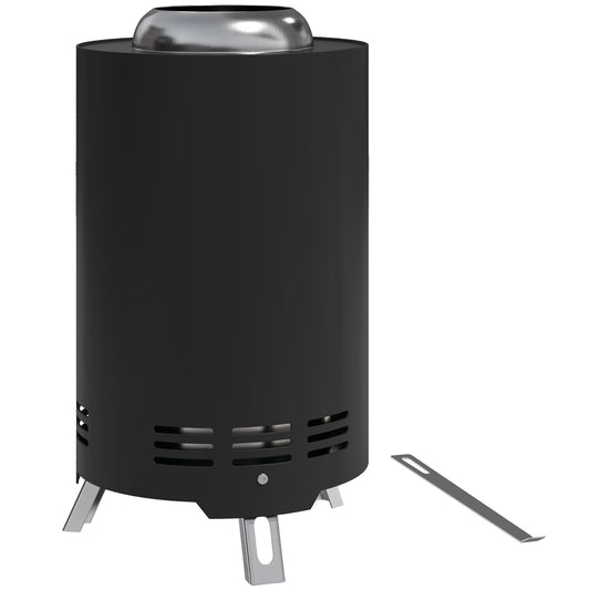 Photo of Outsunny Smokeless Fire Pit, 16 x 16 cm Stainless Steel Portable Wood Burning Firepit with Poker, Wood or Pellet Fuelled Tabletop Fire Pit for Garden Camping Bonfire Party, Black in Black colour on a white background