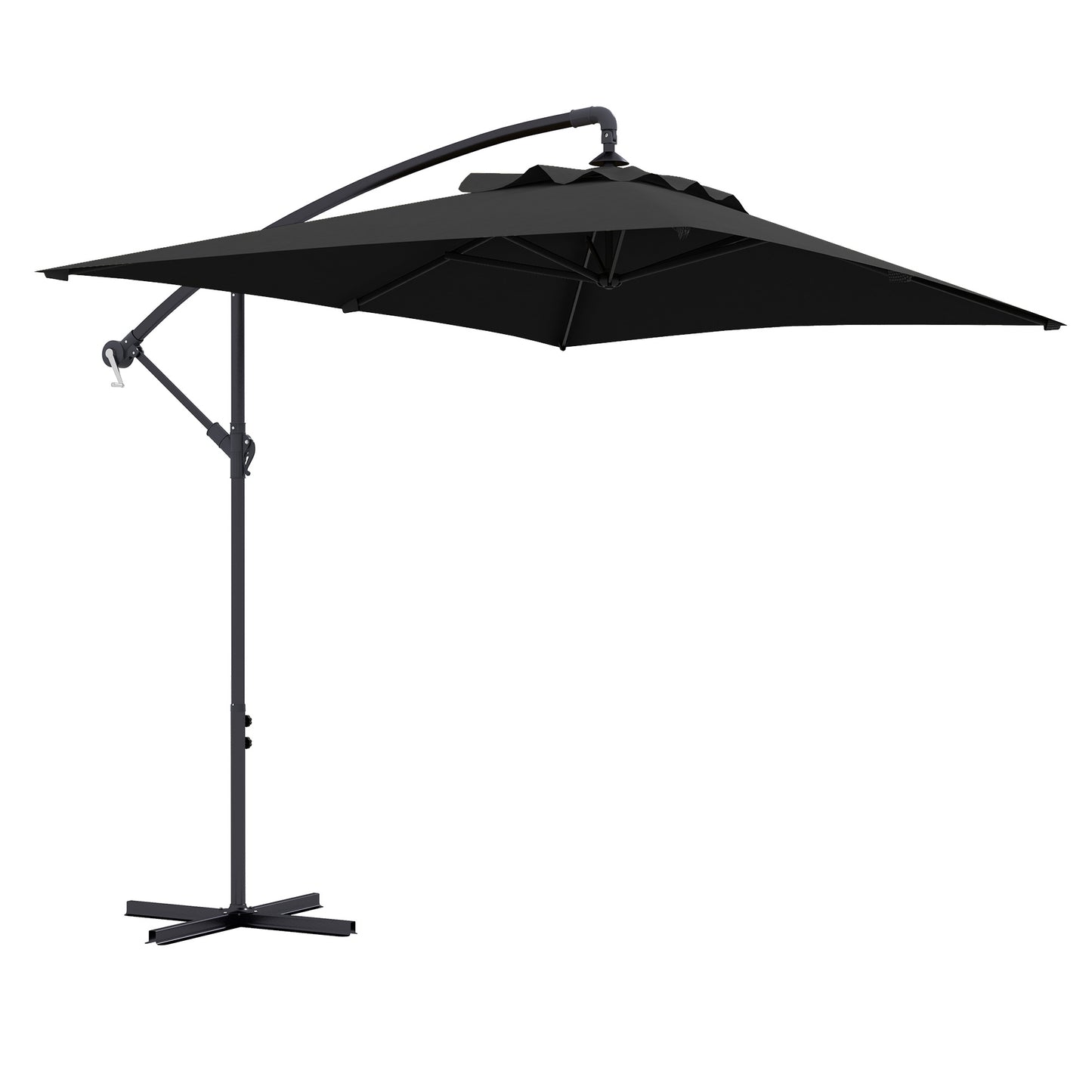 Photo of Outsunny 3m Cantilever Overhanging Parasol, with Cross Base - Black in Black colour on a white background