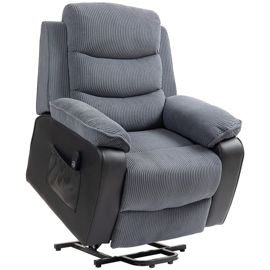Photo of HOMCOM Overstuffed Corduroy Electric Lift Chair - Dark Grey in Grey colour on a white background