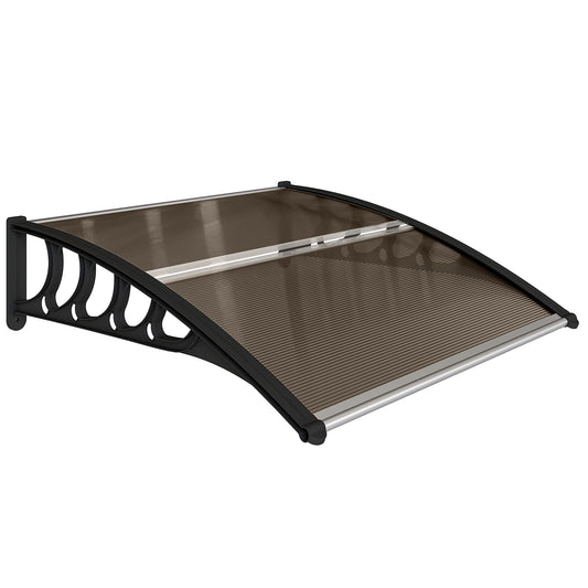 Photo of Outsunny Front Door Canopy, Outdoor Awning, Rain Shelter for Window, Porch and Front/Back Door, 103 x 96.5 cm, Brown in Brown colour on a white background