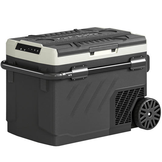 Photo of Outsunny 40L Compressor Car Fridge Freezer, Dual Zone Camping Refrigerator with App Control, Telescopic Handle, -20℃-20℃ in -20℃-20℃ colour on a white background