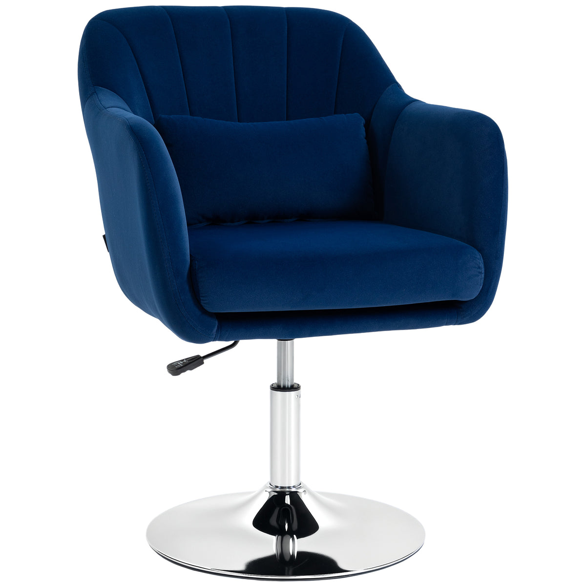 Photo of HOMCOM Retro Velvet Swivel Tub Chair with Steel Frame, Cushion Seat, Dark Blue in Blue colour on a white background