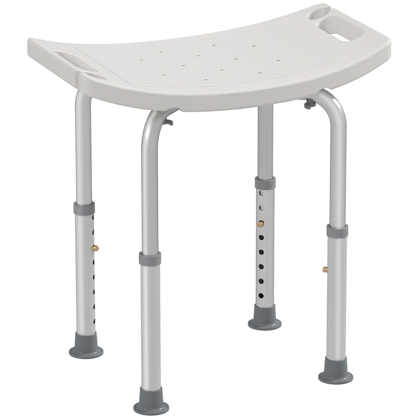 Photo of HOMCOM Height Adjustable Bath Stool, Aluminium Shower Stool with Non-Slip Pads for Elderly, Disabled, Seniors, Pregnant, White in White colour on a white background