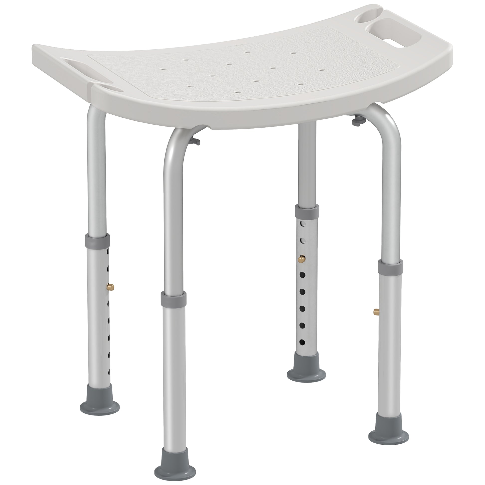 Photo of HOMCOM Height Adjustable Bath Stool, Aluminium Shower Stool with Non-Slip Pads for Elderly, Disabled, Seniors, Pregnant, White in White colour on a white background