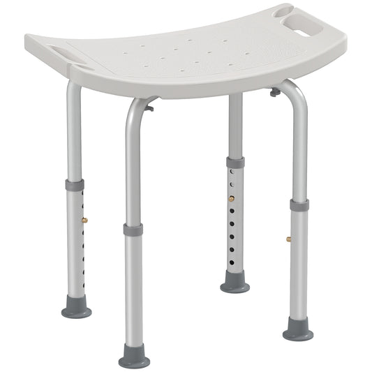 Photo of HOMCOM Height Adjustable Bath Stool, Aluminium Shower Stool with Non-Slip Pads for Elderly, Disabled, Seniors, Pregnant, White in White colour on a white background
