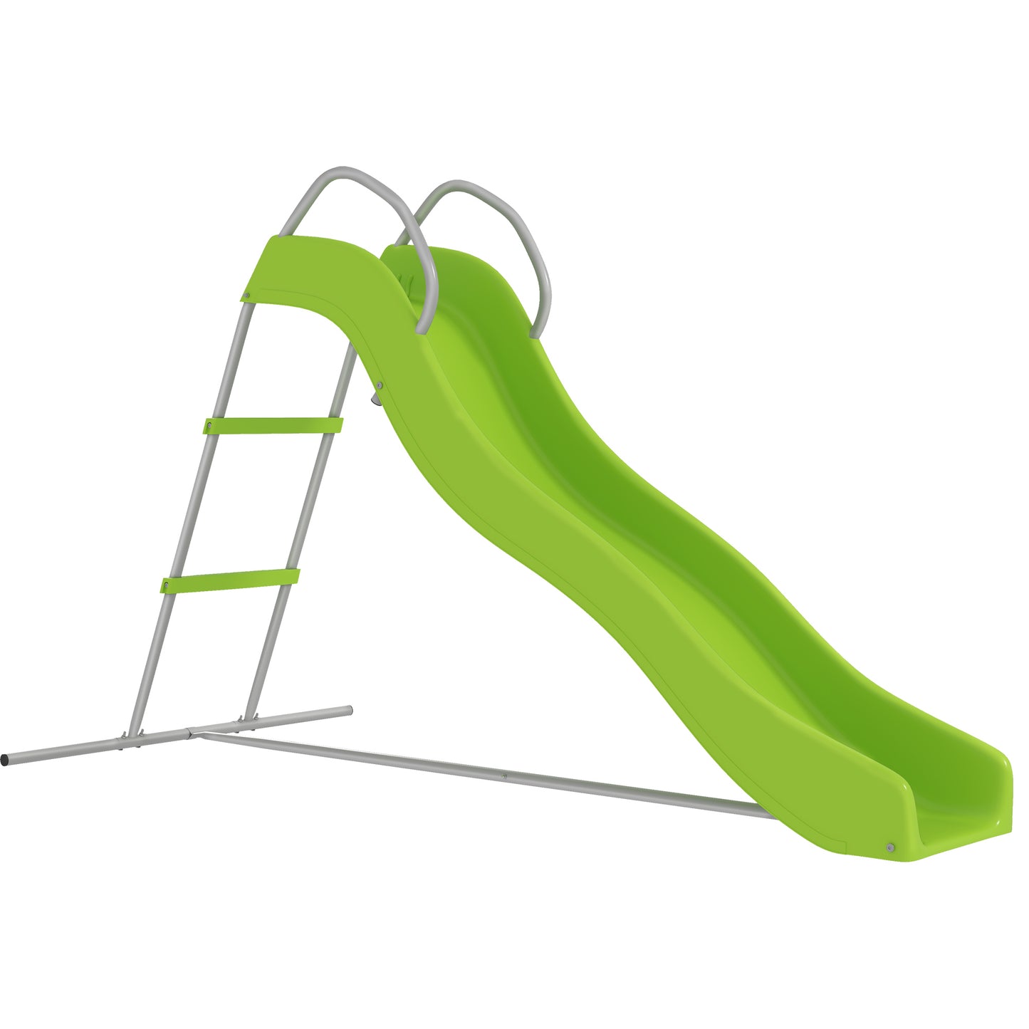 Photo of AIYAPLAY Freestanding Kids Slide with Climbing Ladder, Outdoor Playground Equipment for Ages 3-8 Years, Green in Green colour on a white background