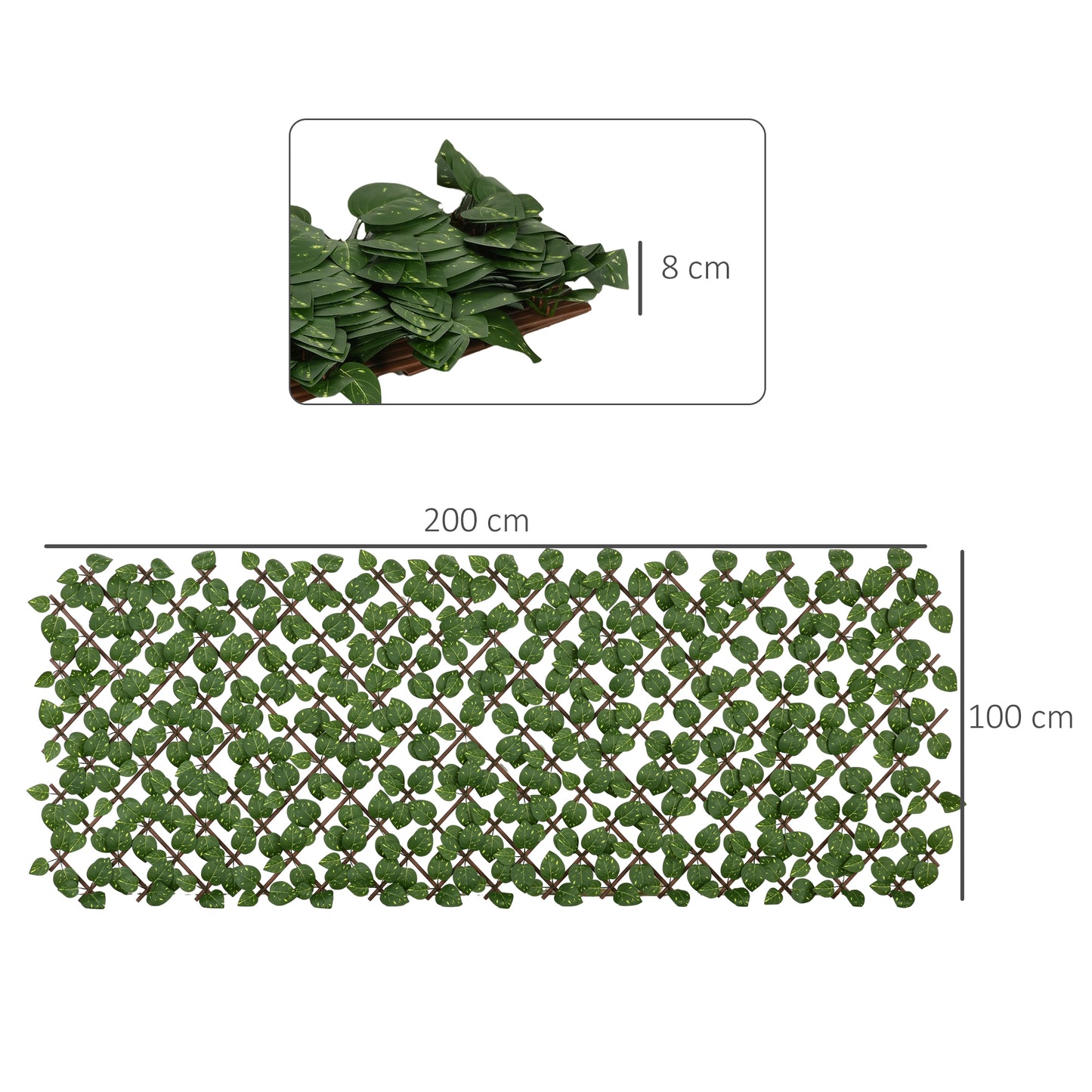 Outsunny Set of 2 Expandable Artificial Trellis Hedges – Realistic Leaf Privacy Screen, 2 x 1 m