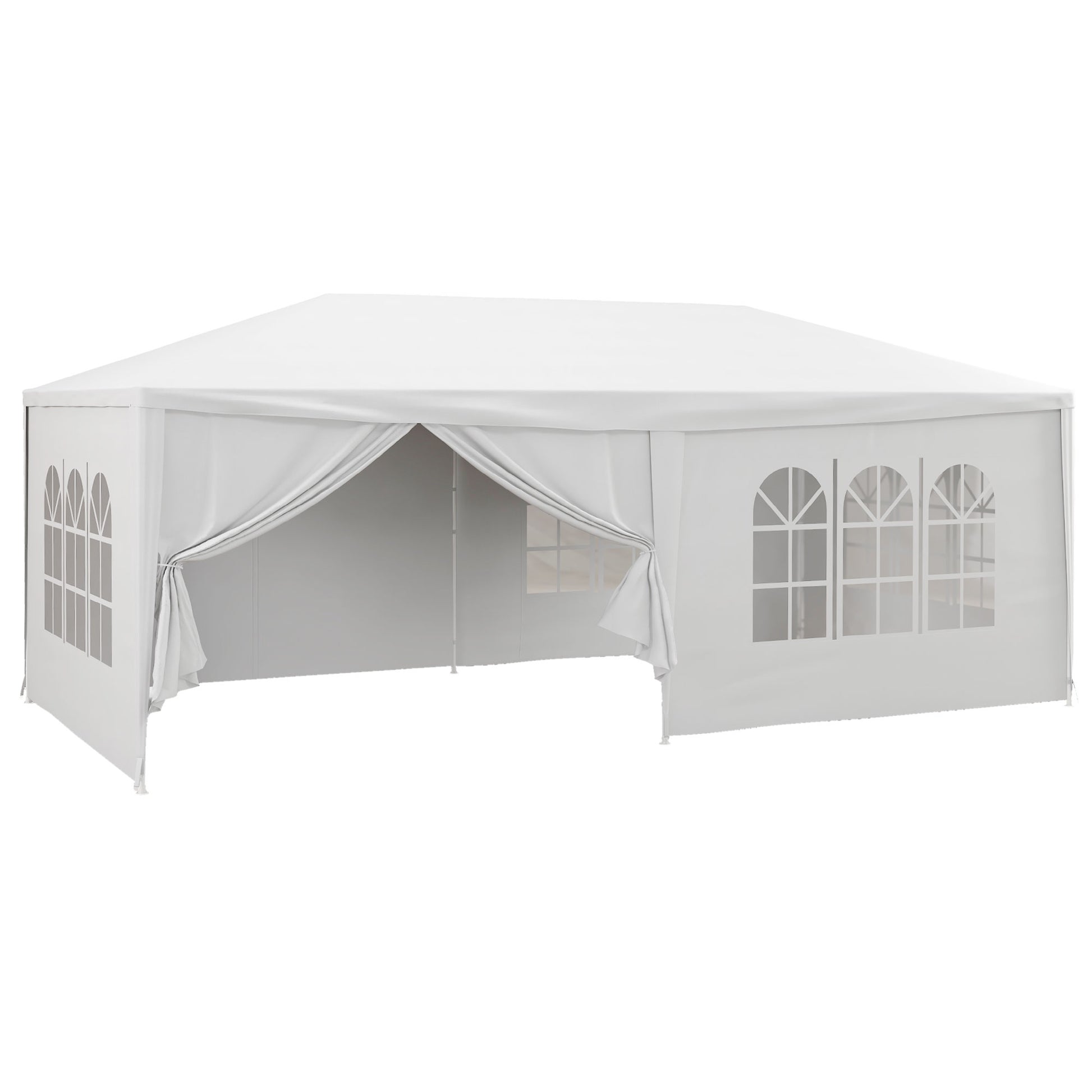 Photo of Outsunny 6 x 3 m Party Tent Wedding Gazebo Outdoor Waterproof PE Canopy Shade with 6 Removable Side Walls in Walls colour on a white background