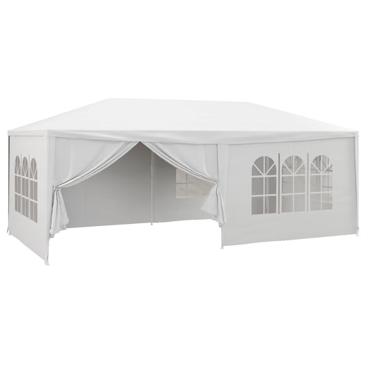 Photo of Outsunny 6 x 3 m Party Tent Wedding Gazebo Outdoor Waterproof PE Canopy Shade with 6 Removable Side Walls in Walls colour on a white background
