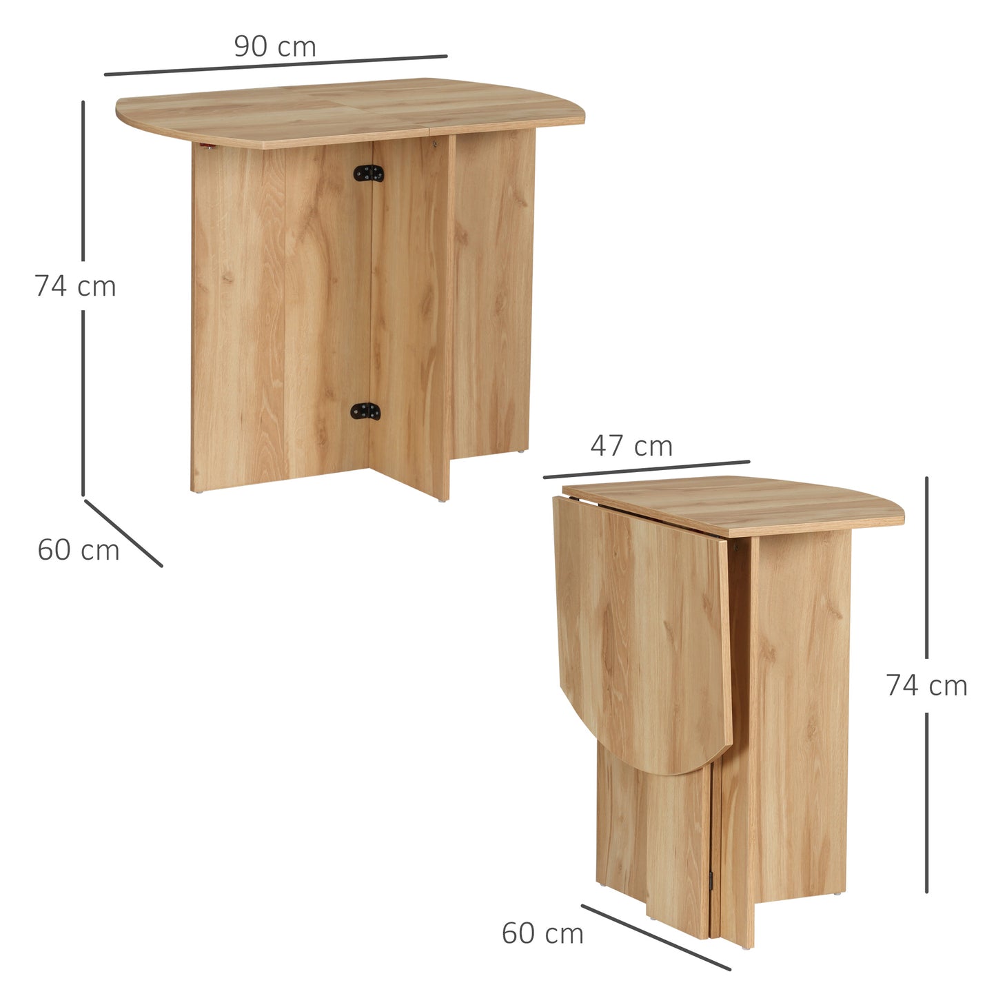 HOMCOM Four-Person Drop Leaf Dining Table - Wood-Effect