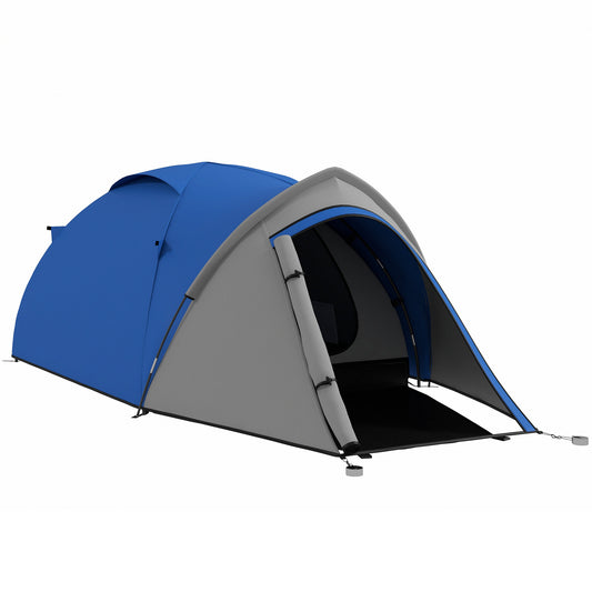 Photo of Outsunny Two-Man Dome Tent, with Front Vestibule - Blue/Grey in Blue/Grey colour on a white background