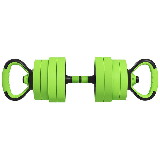 Photo of SPORTNOW 40kg 4-In-One Adjustable Weight Dumbbells Set, Barbell, Kettlebell, Push Up Stand - Green in Green colour on a white background