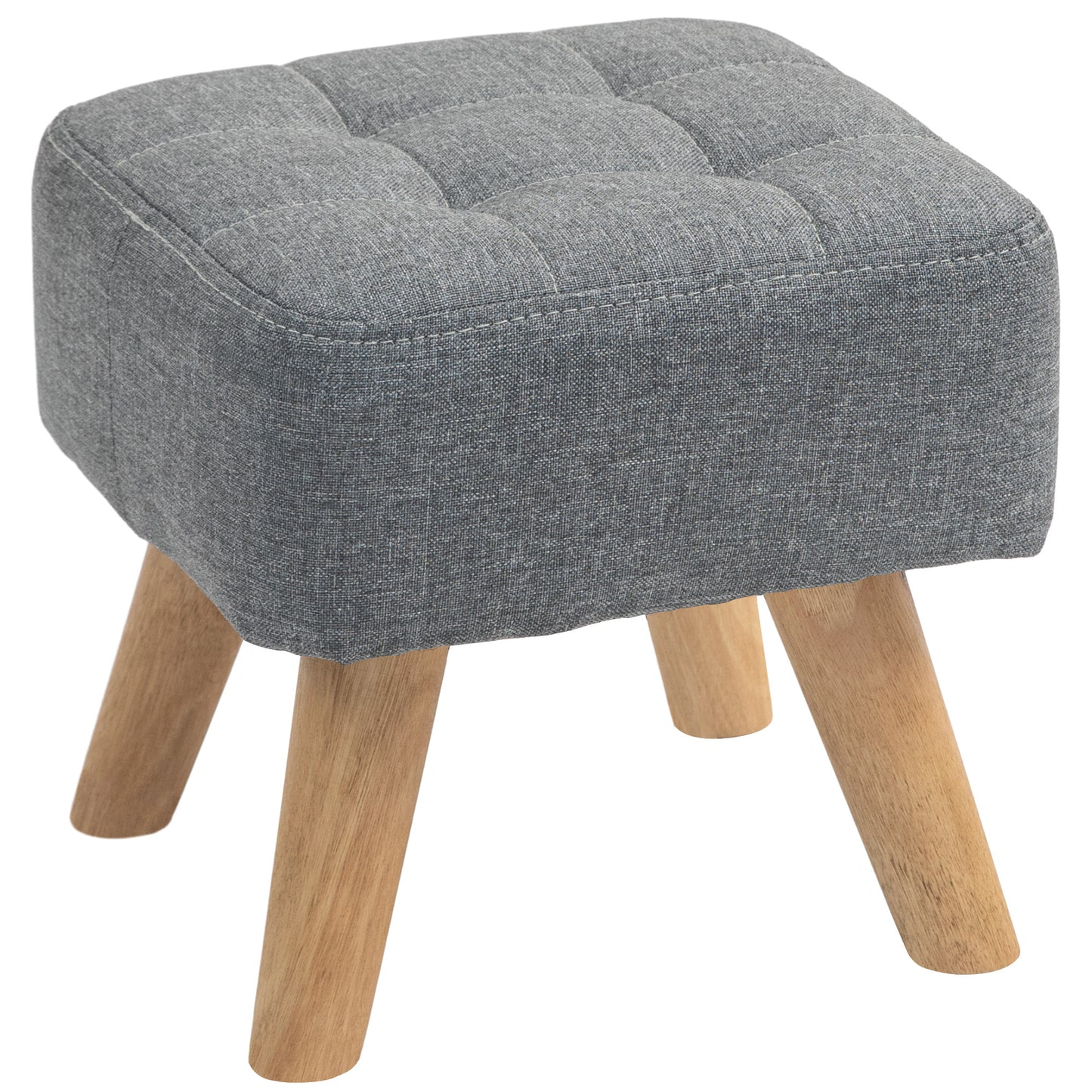 Photo of HOMCOM Linen-Look Square Padded Footstool - Grey in Grey colour on a white background