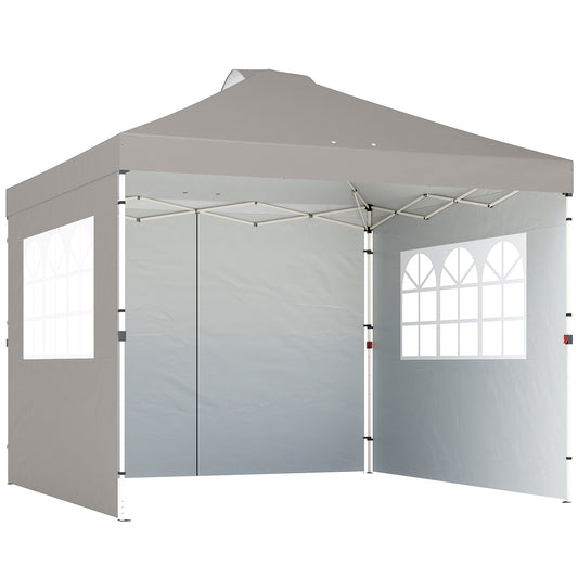 Photo of Outsunny Pop Up Gazebo Waterproof Height Adjustable Canopy with 3 Sidewalls Wheeled Bag for Parties 3 x 3 m Grey in Grey colour on a white background
