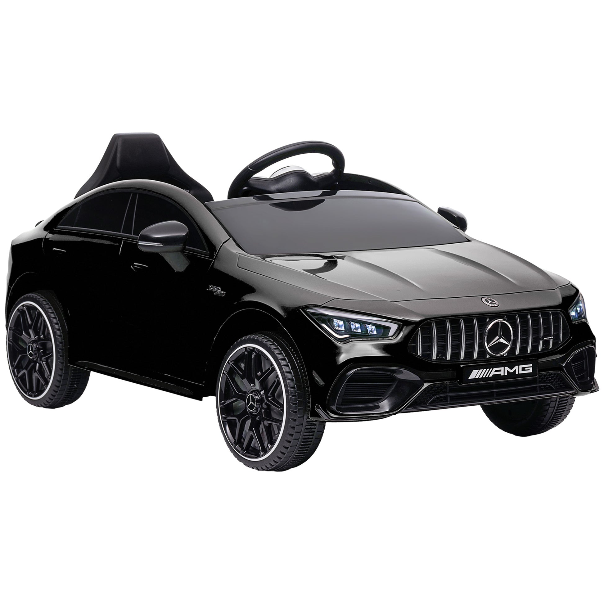 Photo of AIYAPLAY Mercedes-Benz AMG CLA 45 Licensed 12V Kids Electric Car Ride on Car w/ Remote, Suspension Lights Music Horn - Black in Black colour on a white background