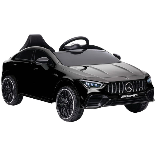 Photo of AIYAPLAY Mercedes-Benz AMG CLA 45 Licensed 12V Kids Electric Car Ride on Car w/ Remote, Suspension Lights Music Horn - Black in Black colour on a white background