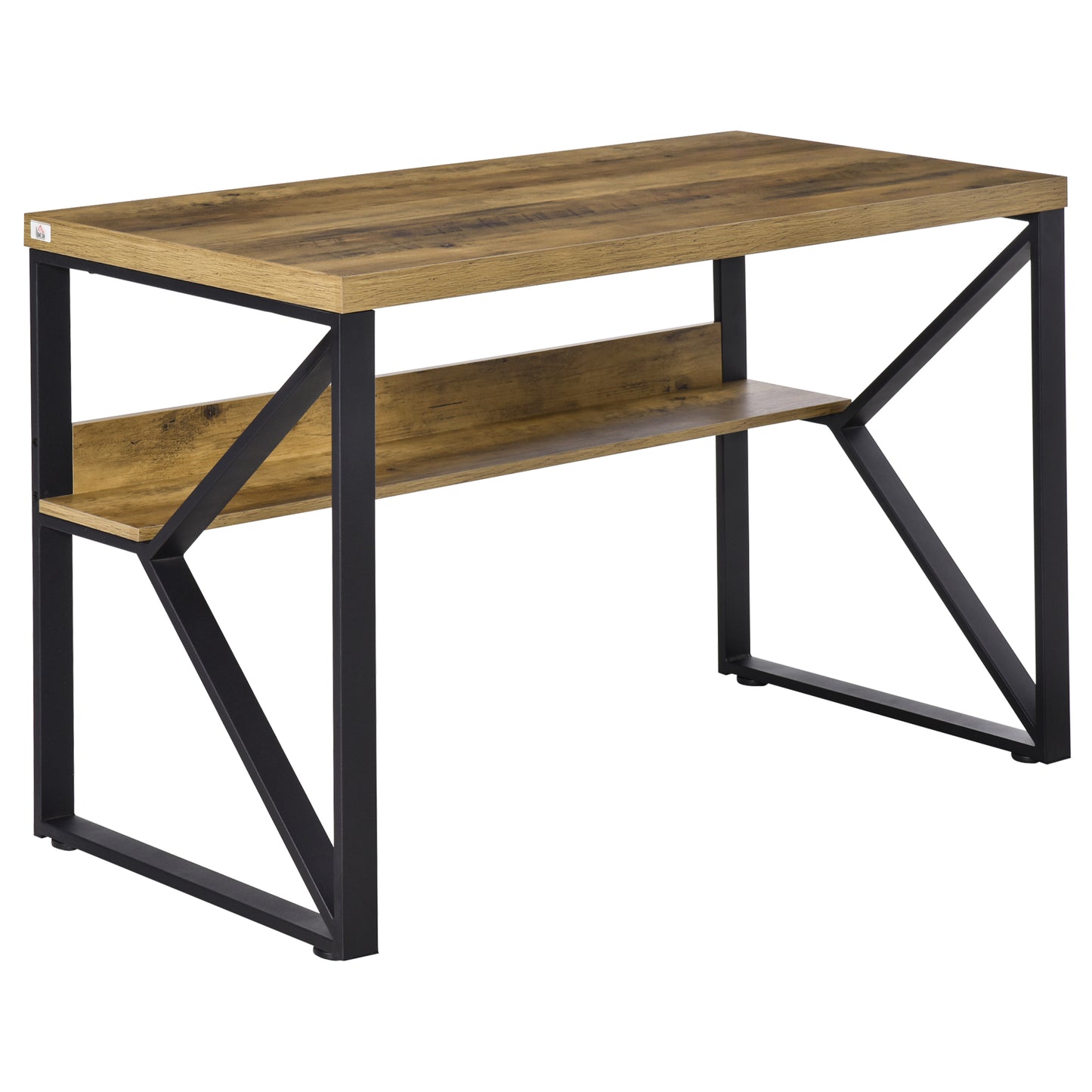 Photo of HOMCOM Computer Desk Writing Desk Home Office PC Laptop Workstation with Storage Shelf 120 x 60 x 76cm Black Brown Wood Effect in Effect colour on a white background