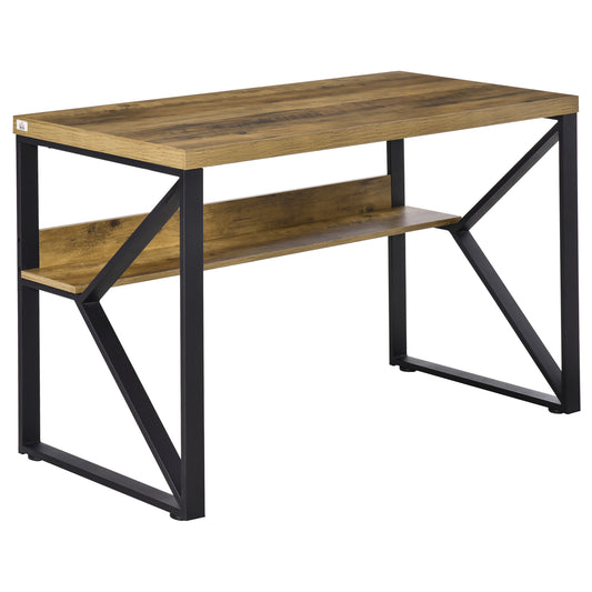 Photo of HOMCOM Computer Desk Writing Desk Home Office PC Laptop Workstation with Storage Shelf 120 x 60 x 76cm Black Brown Wood Effect in Effect colour on a white background