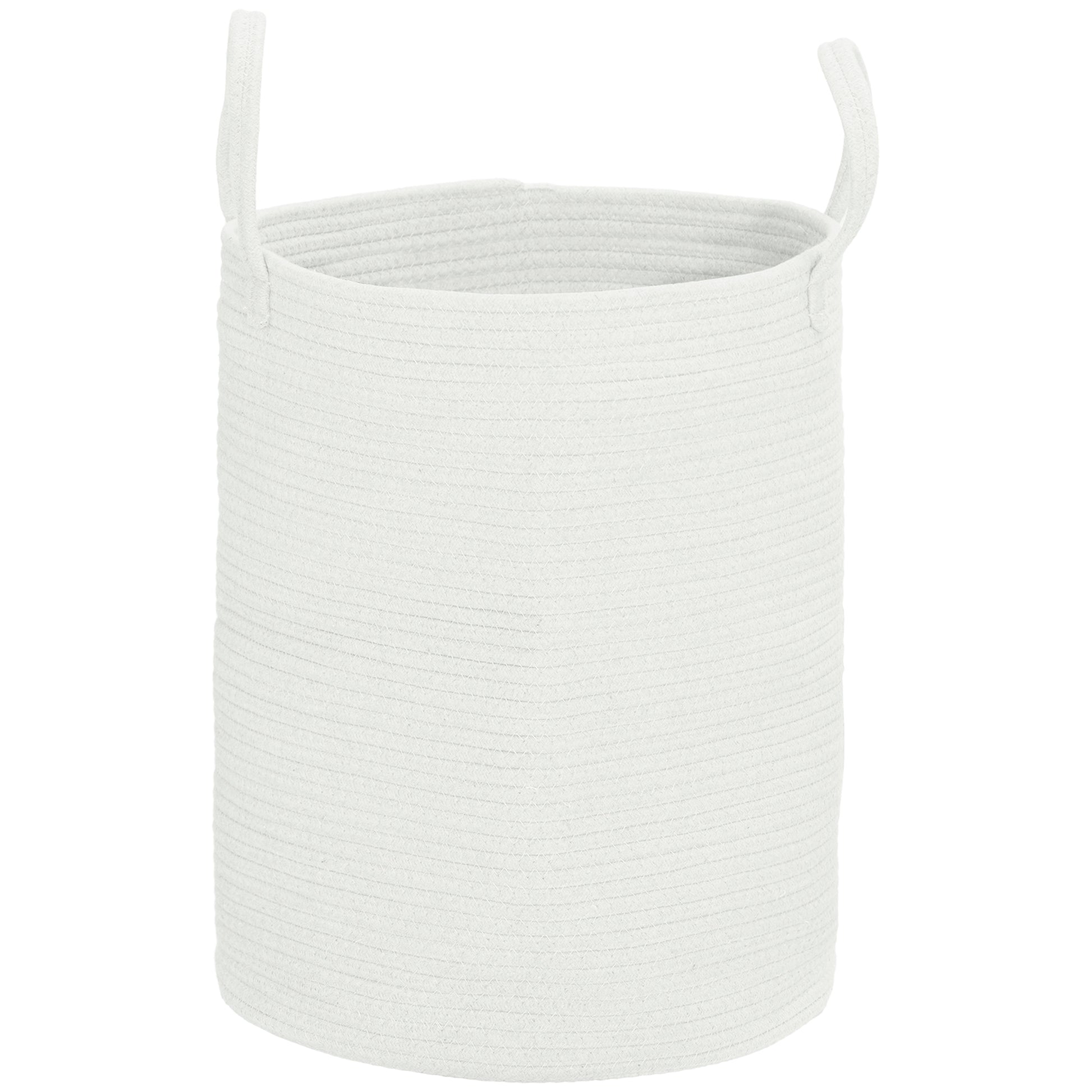 Photo of HOMCOM 36L Cotton Rope Laundry Basket, with Handles - Cream White in White colour on a white background