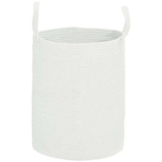 Photo of HOMCOM 36L Cotton Rope Laundry Basket, with Handles - Cream White in White colour on a white background