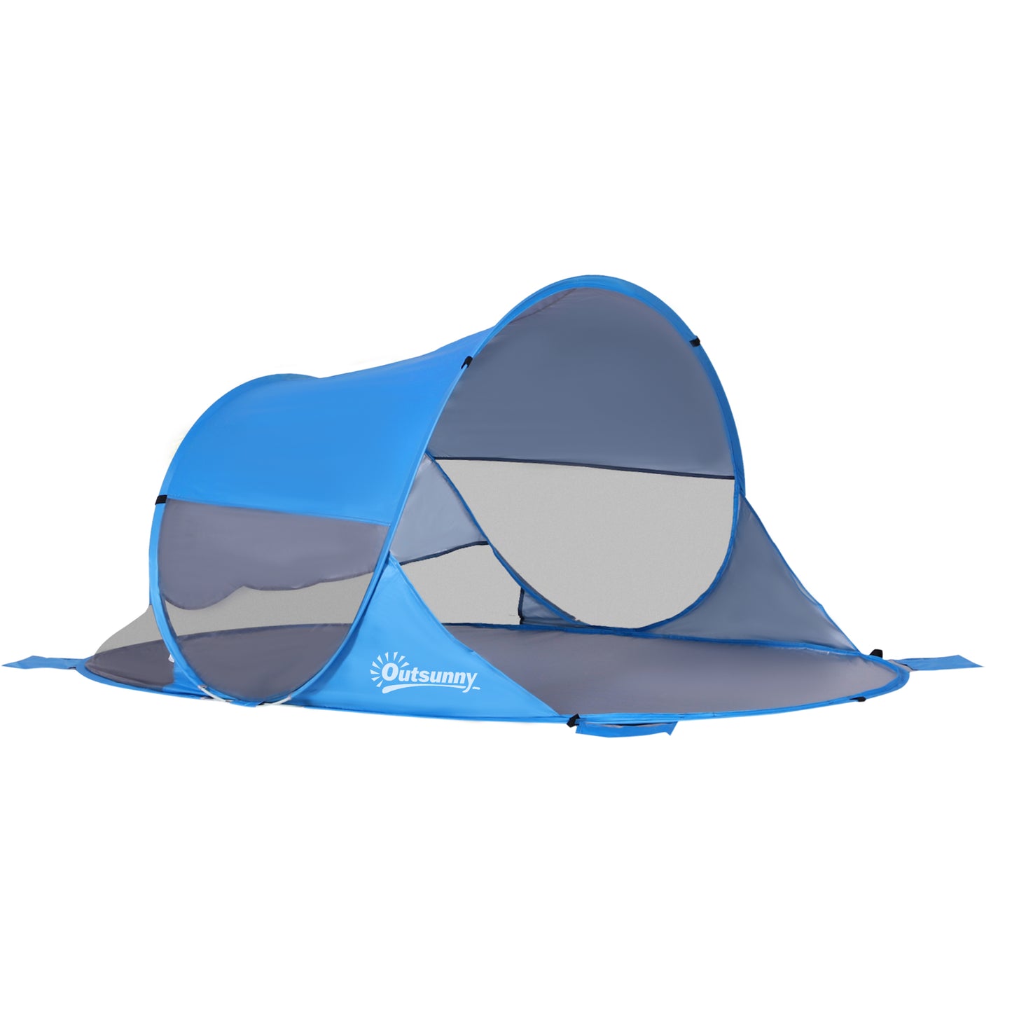 Photo of Outsunny Fibreglass Frame 2 Person Pop-Up Lightweight Camping Tent Blue in Blue colour on a white background
