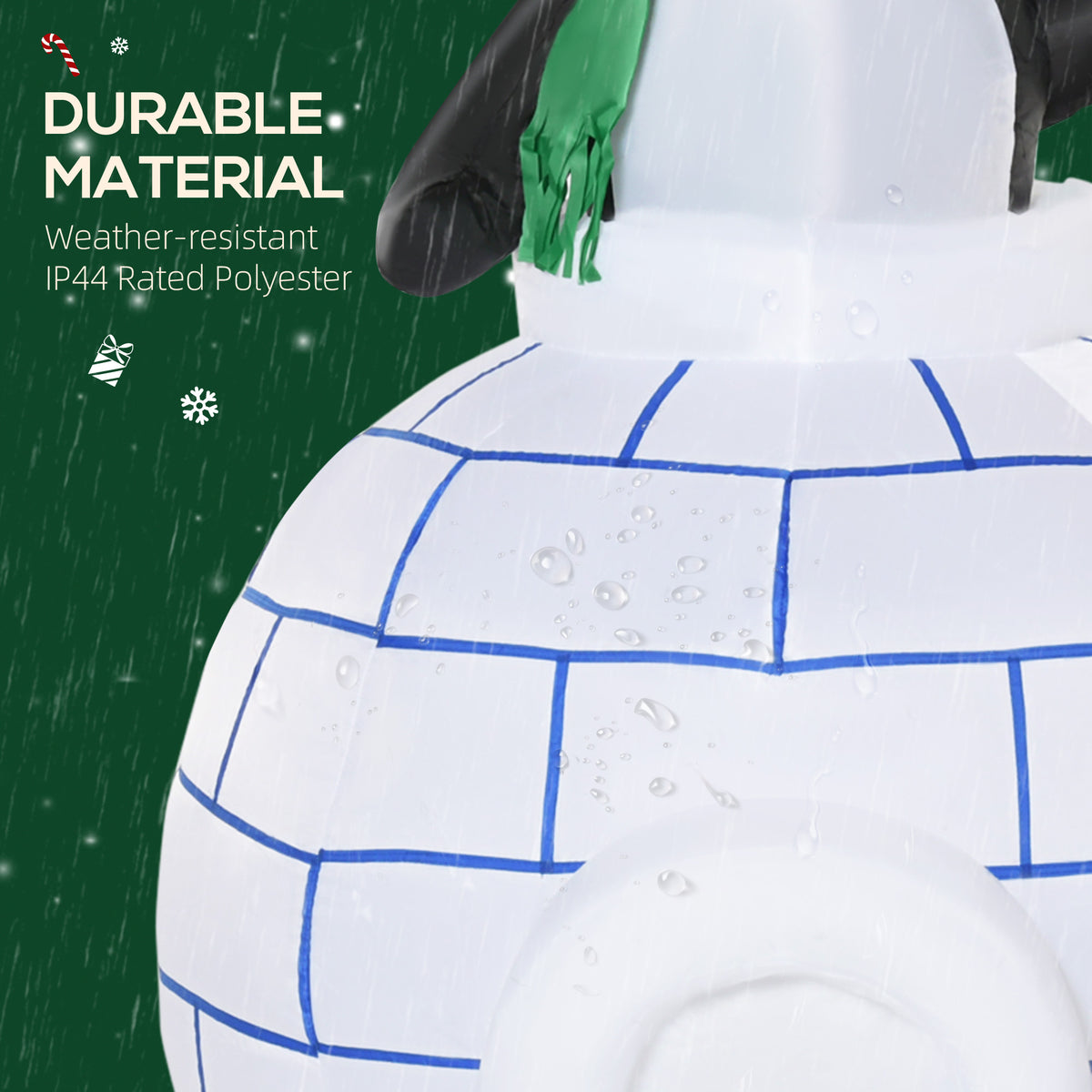 HOMCOM inflatable igloo detail with blue brick lines and water-resistant polyester fabric