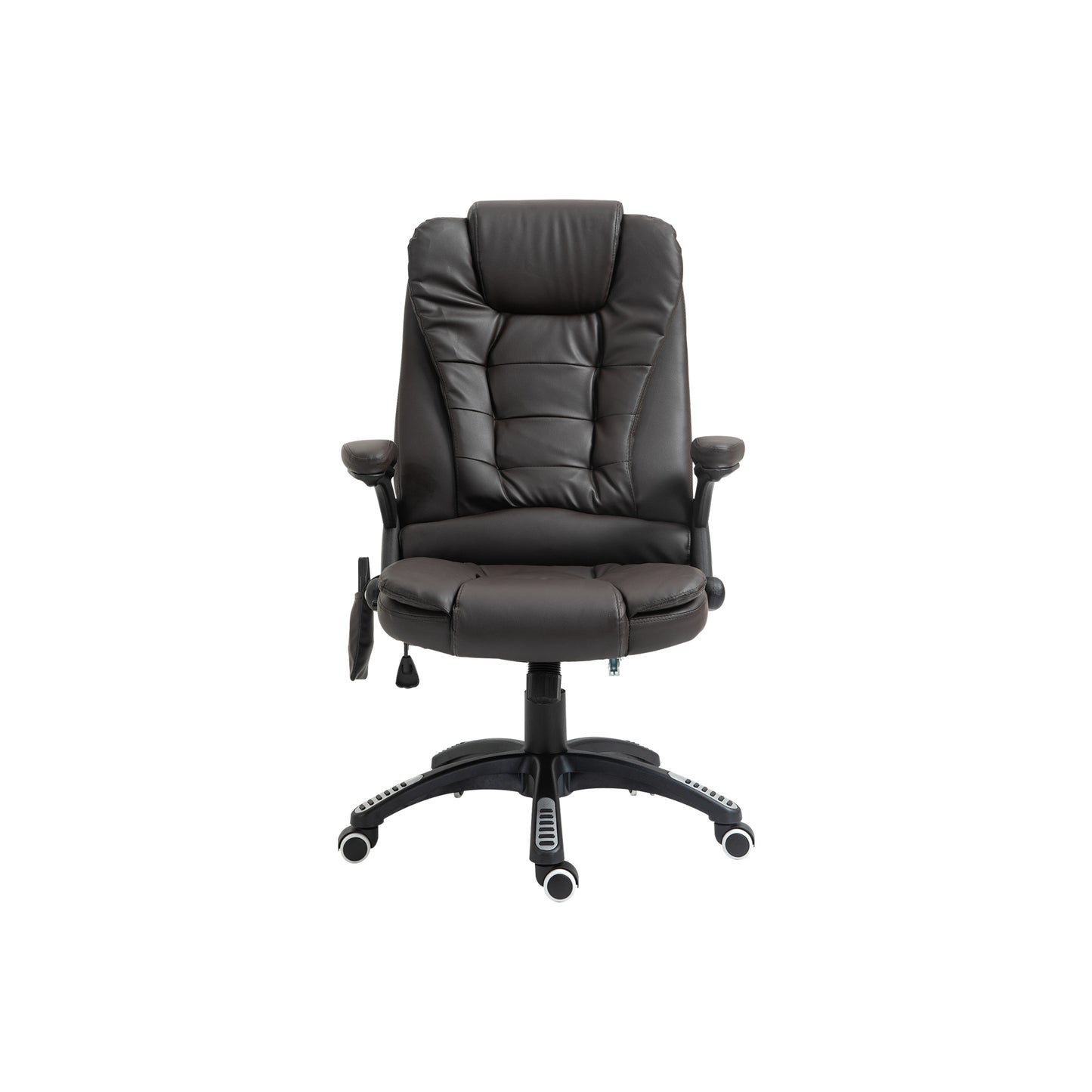 Photo of HOMCOM 6-Point Massage Office Chair with Seat Heated for Home Office, PU Leather High Back Executive Desk Chair with Adjustable Height and 360° Swivel for Work Study, Brown in Brown colour on a white background