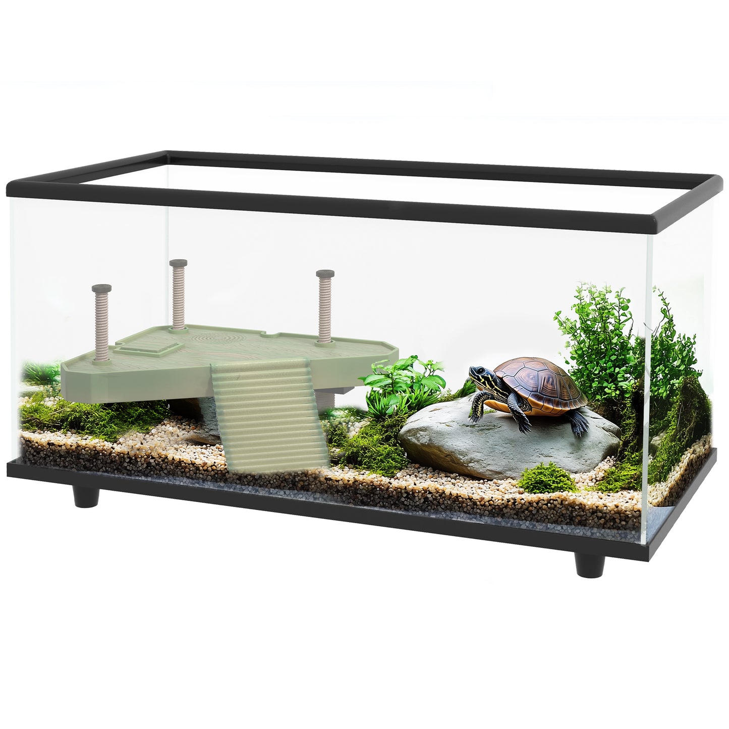 Photo of PawHut 50L Glass Turtle Tank Aquarium with Basking Platform, Easy Drainage, Strip Patch Thermometer in Thermometer colour on a white background