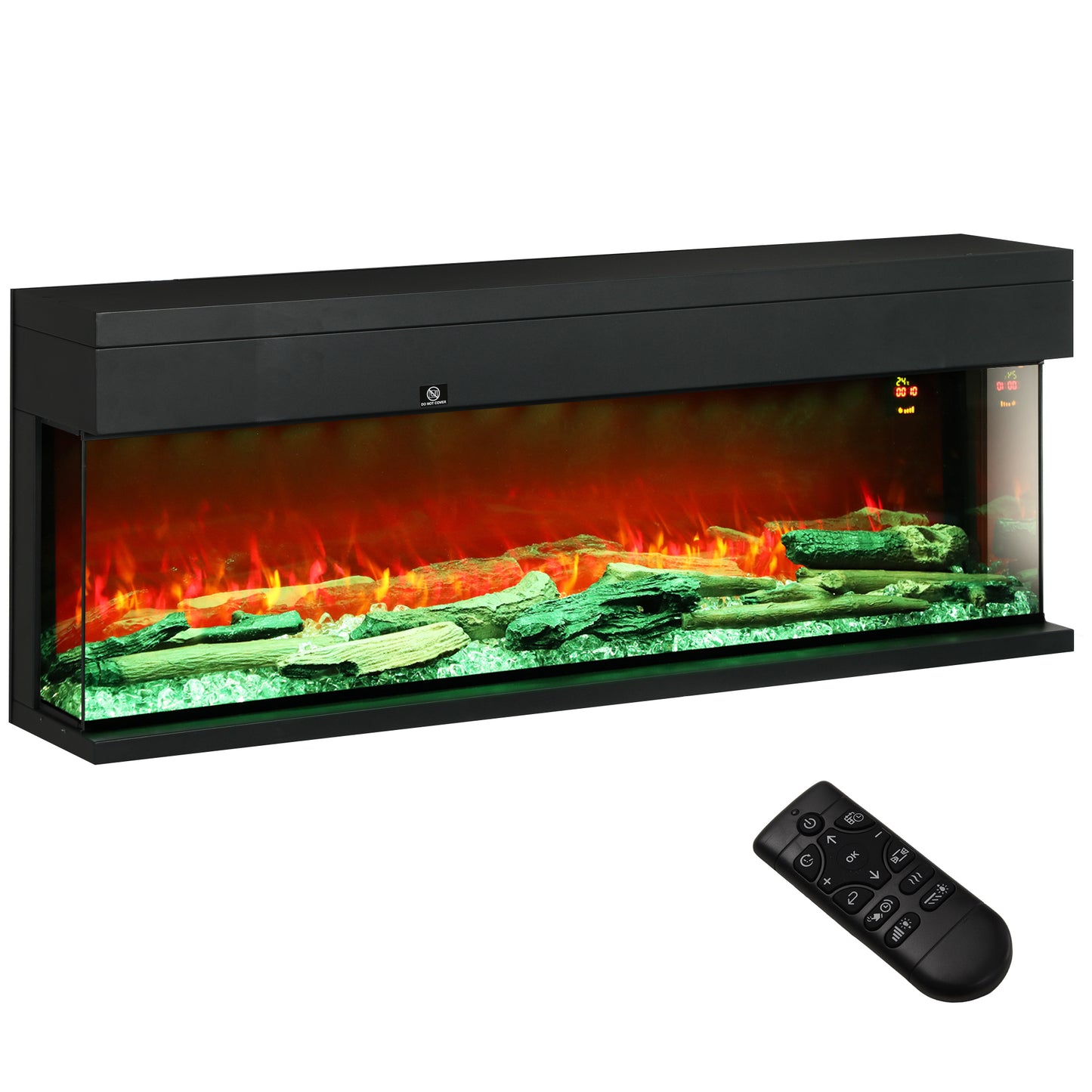 Photo of HOMCOM 1800W 15-40℃ Adjustable Flame Glass Panel Convector Heater, 127cm in 127cm colour on a white background
