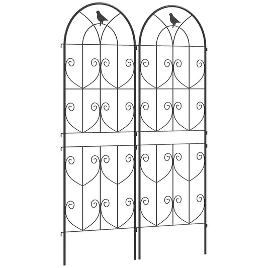 Photo of Outsunny Set of 2 Garden Trellis, Metal Fence Panels for Climbing Outdoor Plants, Flowers, 150 x 50cm in 50cm colour on a white background