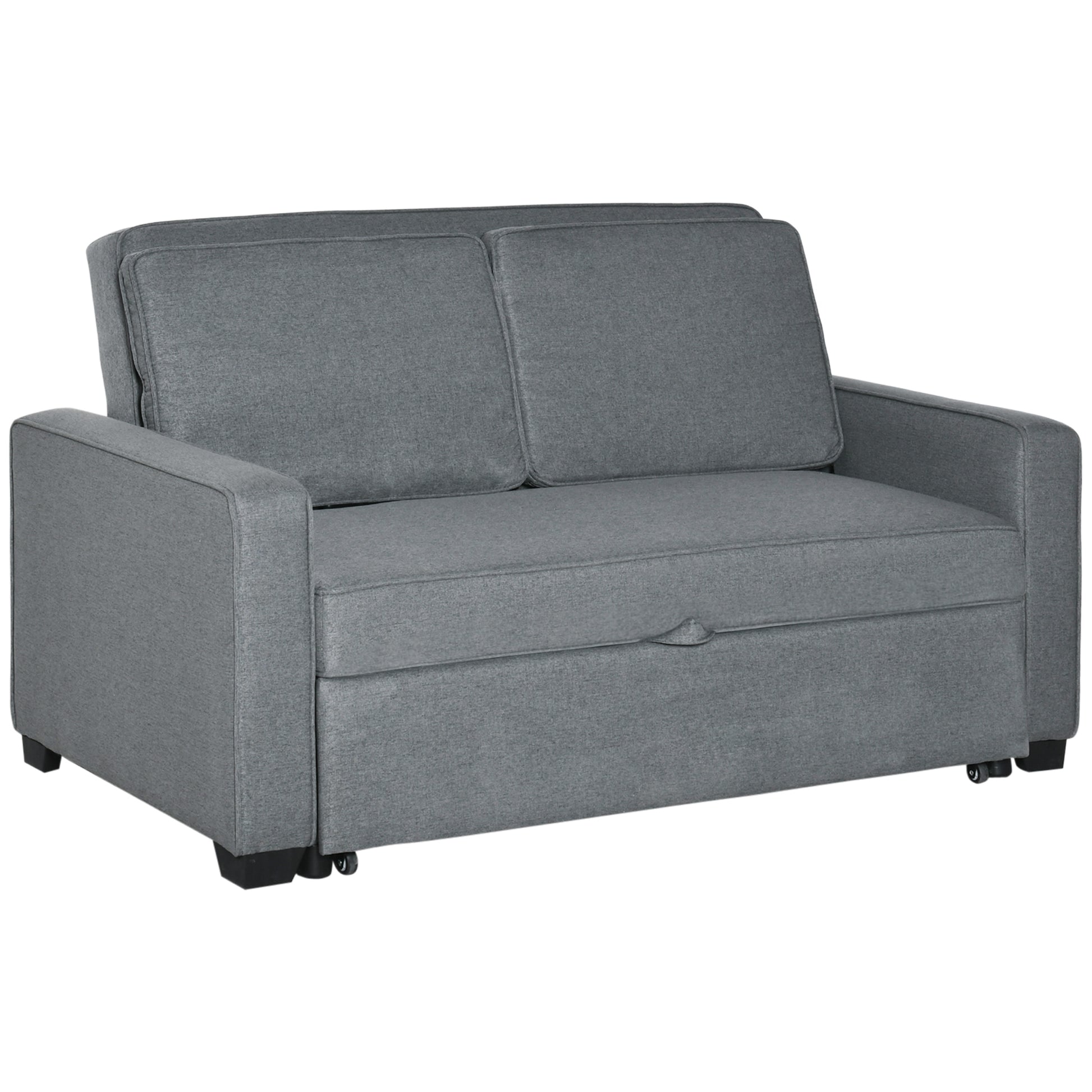 Photo of HOMCOM Double Sofa Bed Click Clack Sofa Bed Pull Out Bed with Adjustable Backrest for Living Room and Bedroom Grey in Grey colour on a white background