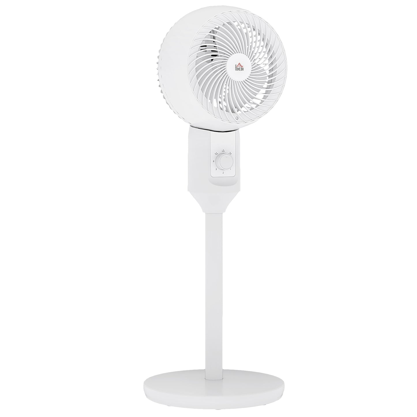 Photo of HOMCOM 32" Pedestal Fan, 70° Oscillating 90° Vertical Tilt Air Circulator with 3 Speeds, Standing Fan for Home Office, Bedroom, White in White colour on a white background