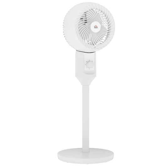 Photo of HOMCOM 32" Pedestal Fan, 70° Oscillating 90° Vertical Tilt Air Circulator with 3 Speeds, Standing Fan for Home Office, Bedroom, White in White colour on a white background