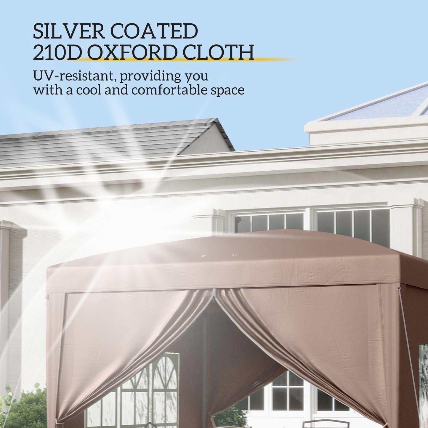 Outsunny 3x3(m) Pop-Up Gazebo, with Curtain Walls and Windows, Coffee
