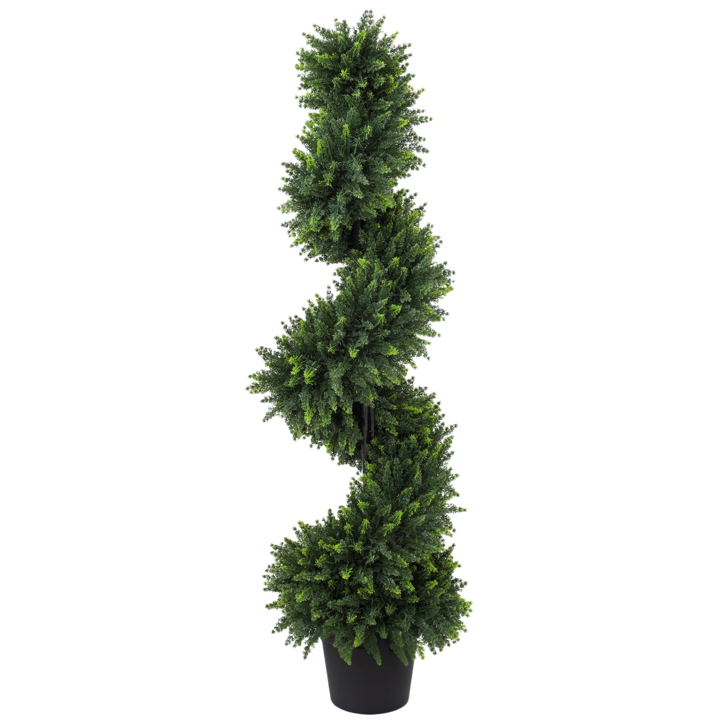 Photo of HOMCOM Decorative Artificial Plants Set of 2, UV Resistant Fake Plants in Pot for Indoor Outdoor Decor, 120 cm, Deep Green in Green colour on a white background
