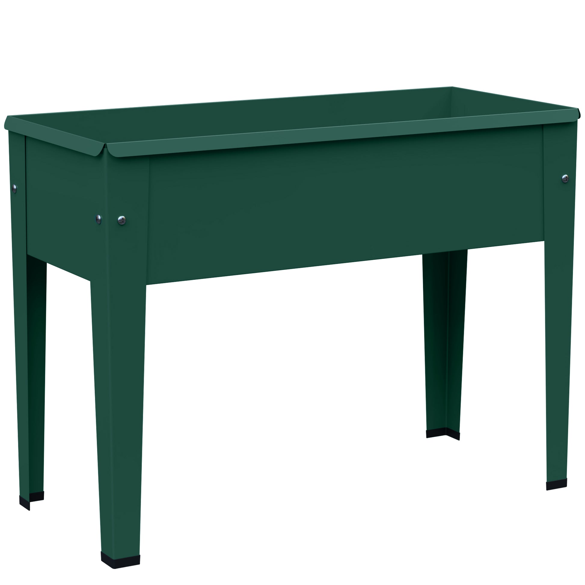 Photo of Outsunny Raised Planter, Metal Raised Garden Bed on Legs with Drainage Hole and Foot Covers, Green in Green colour on a white background