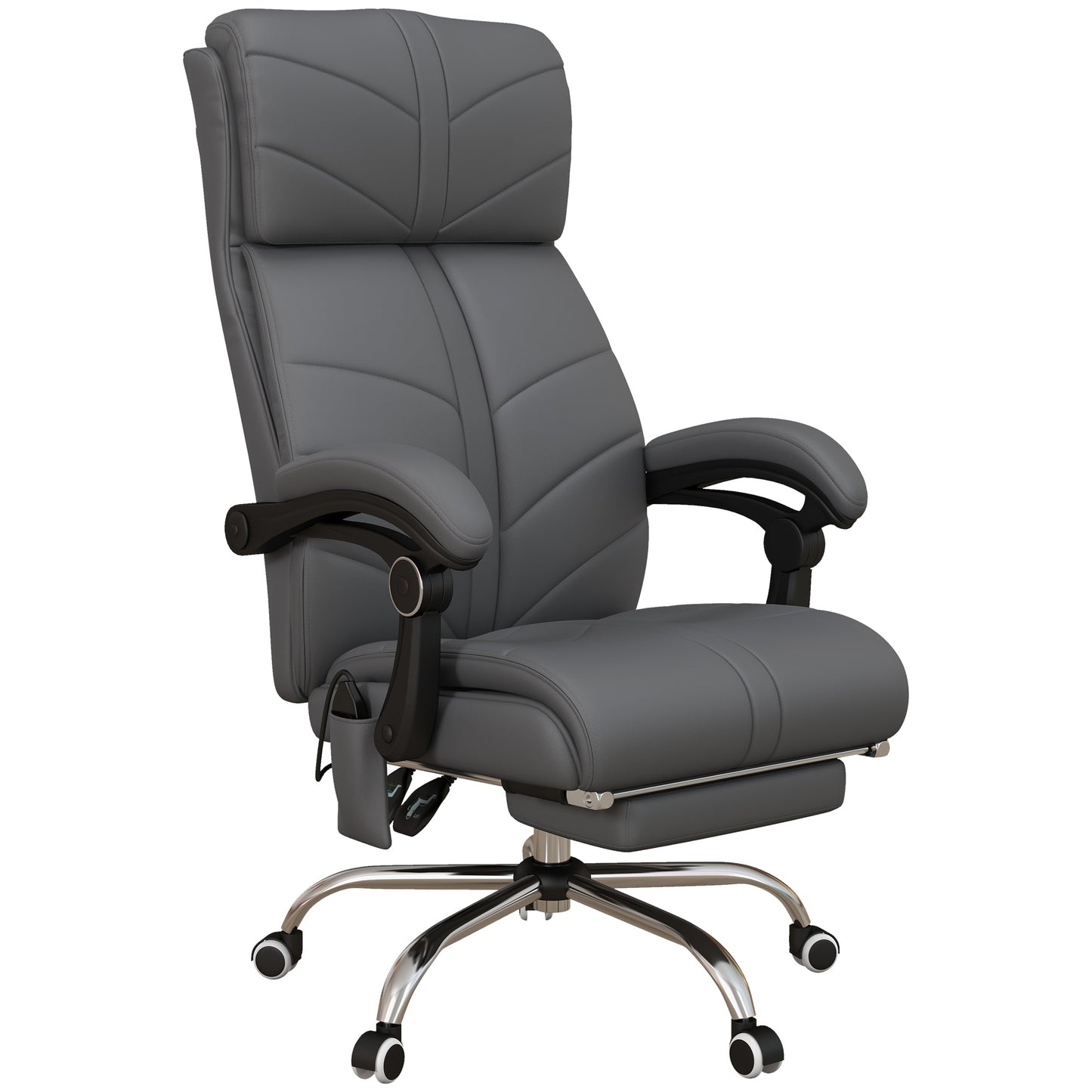 Photo of Vinsetto High Back Vibration Massage Office Chair, Heated Reclining PU Leather Computer Chair with Footrest, Grey in Grey colour on a white background