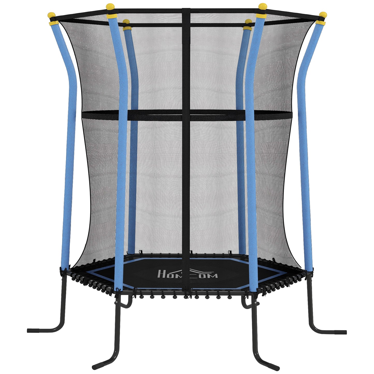 Photo of HOMCOM Kids Trampoline Mini Bouncer with Enclosure Safety Net For Ages 3-10 Years - Blue in Blue colour on a white background