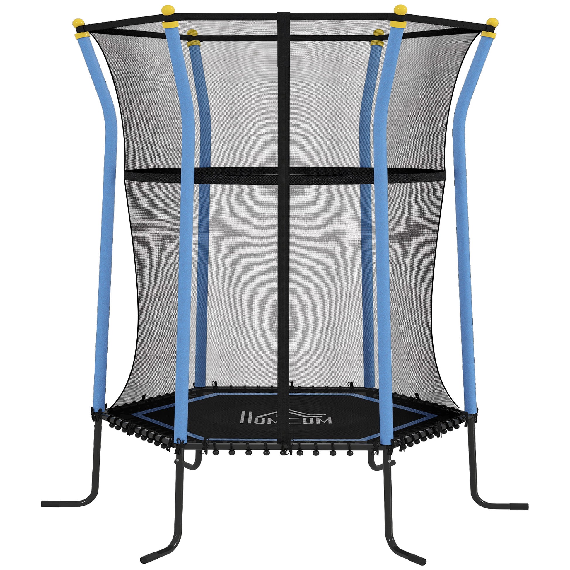 Photo of HOMCOM Kids Trampoline Mini Bouncer with Enclosure Safety Net For Ages 3-10 Years - Blue in Blue colour on a white background