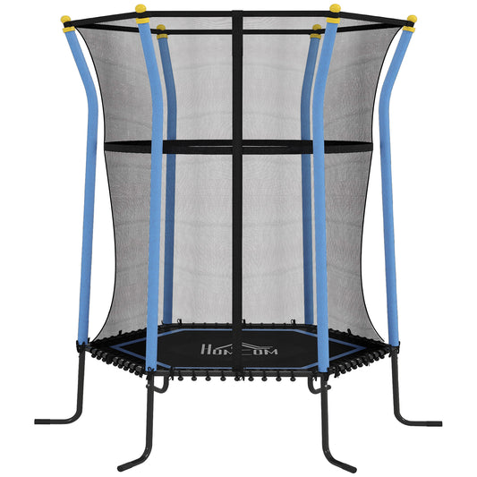 Photo of HOMCOM Kids Trampoline Mini Bouncer with Enclosure Safety Net For Ages 3-10 Years - Blue in Blue colour on a white background