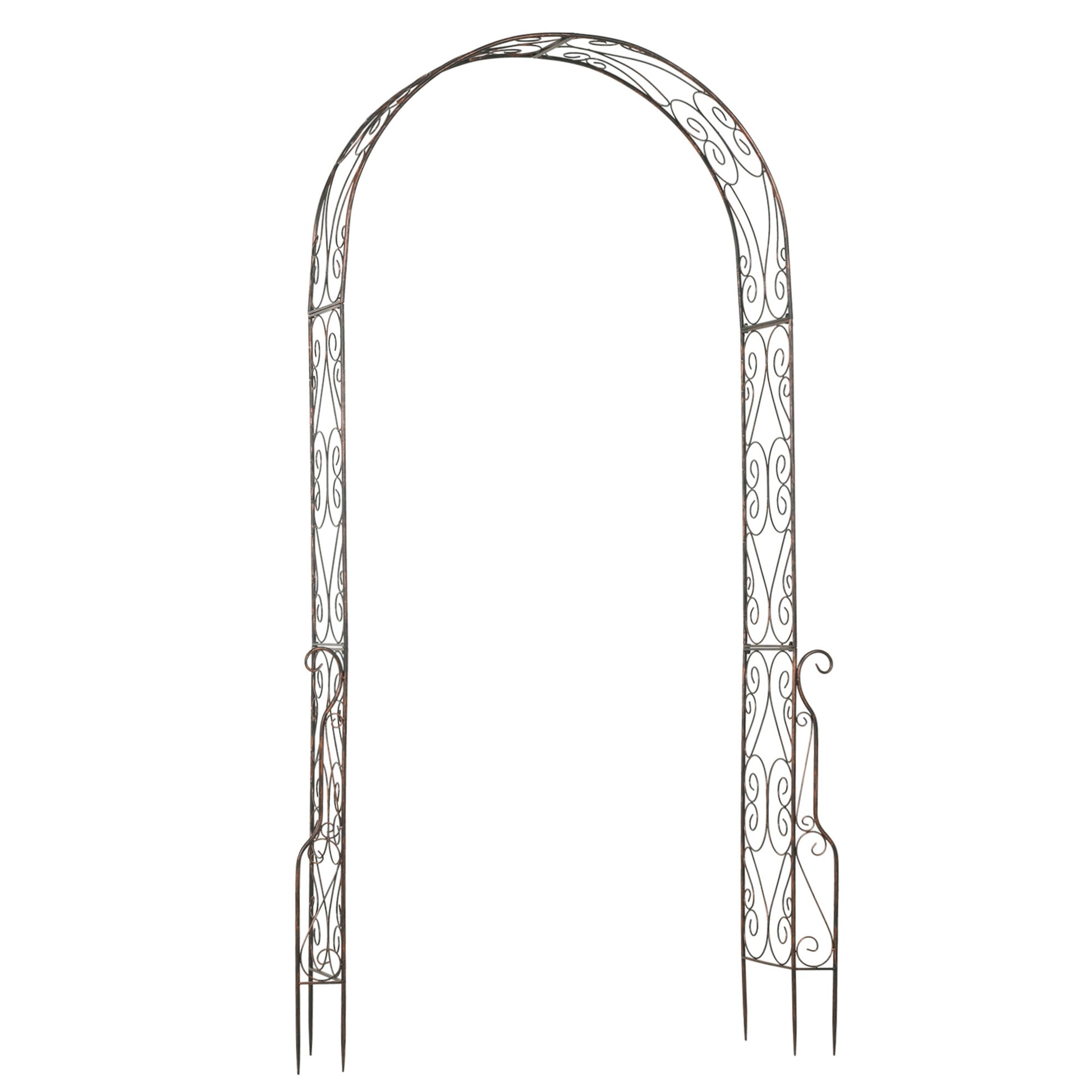 Photo of Outsunny Metal Garden Arch Trellis, Decorative Arbour Archway for Walkway Path Ceremony Wedding Party, 120 x 30 x 226cm in 226cm colour on a white background