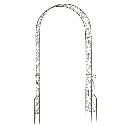 Photo of Outsunny Metal Garden Arch Trellis, Decorative Arbour Archway for Walkway Path Ceremony Wedding Party, 120 x 30 x 226cm in 226cm colour on a white background