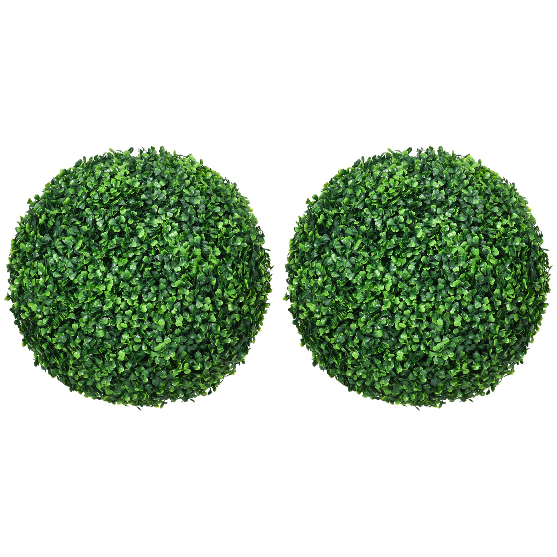 Photo of HOMCOM Set of Two Artificial Boxwood Balls Plants - Green in Green colour on a white background